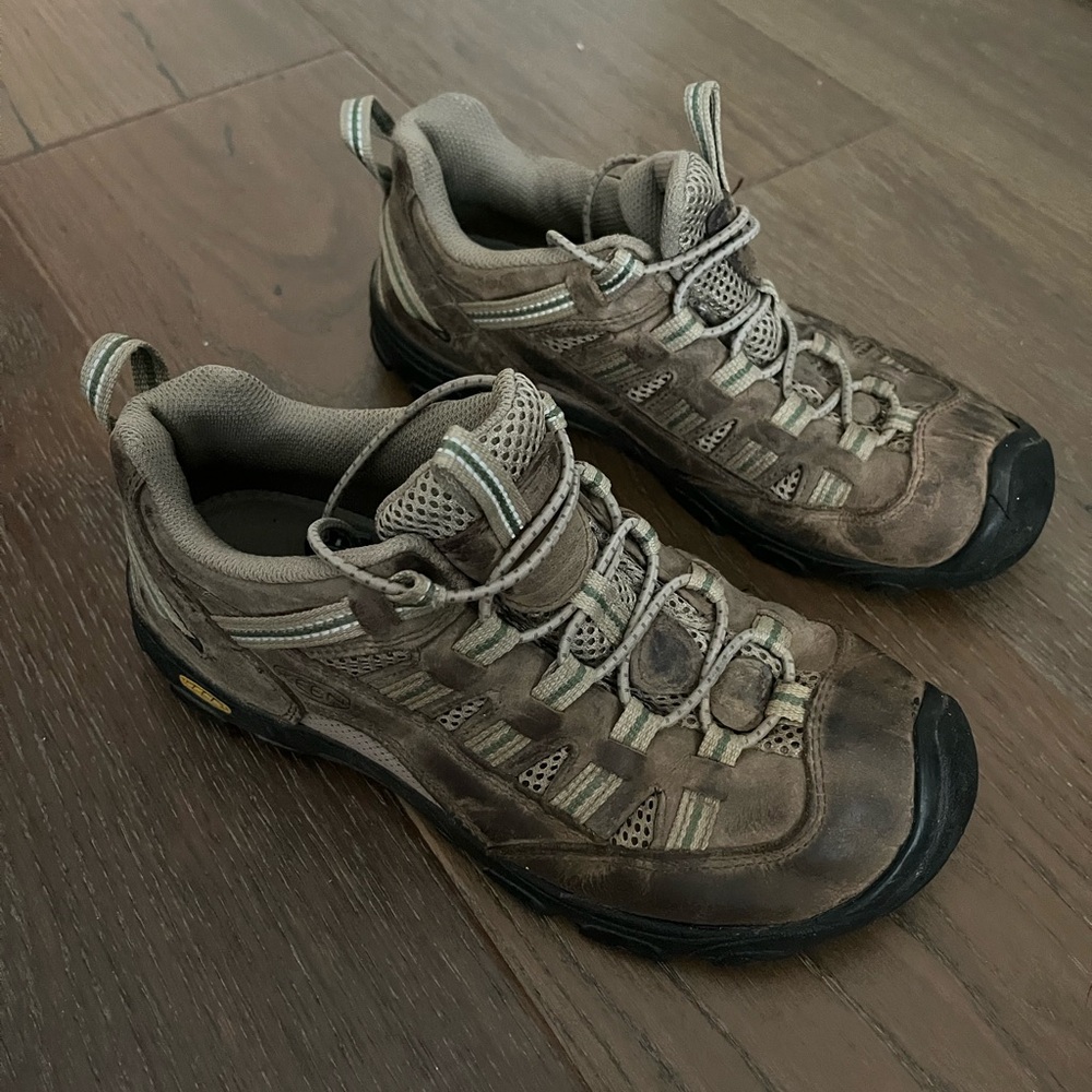 Keen Alamosa Waterproof Leather Trail Hiking Boots Brown Green Shoes Size 5